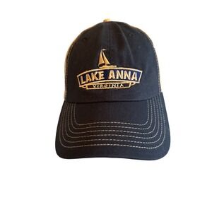 Lake Anna Virginia Embroidered Cap My Town Originals Navy & Beige 100% Cotton Ad